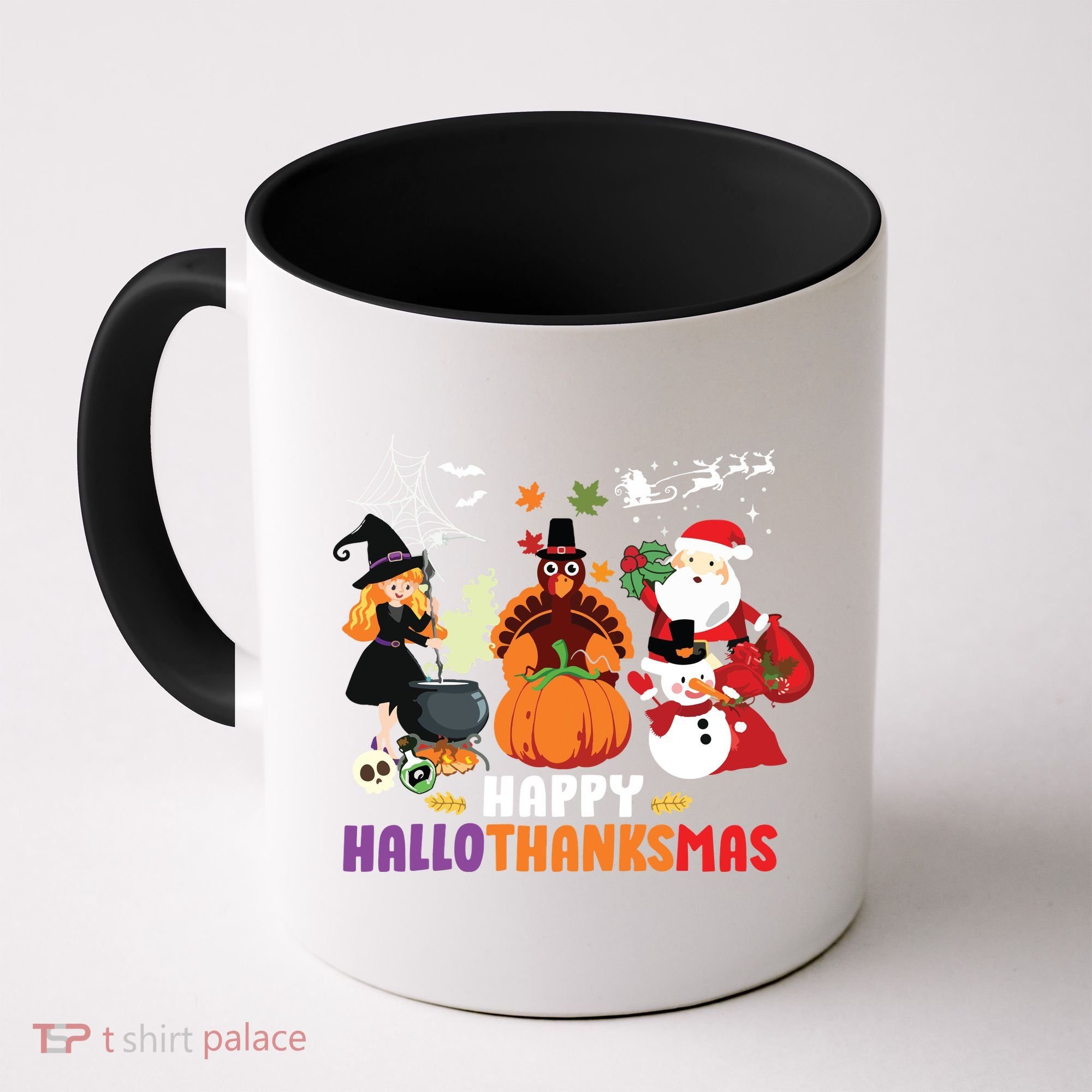 Halloween Christmas Happy Hallothanksmas Thanksgiving Coffee Mug