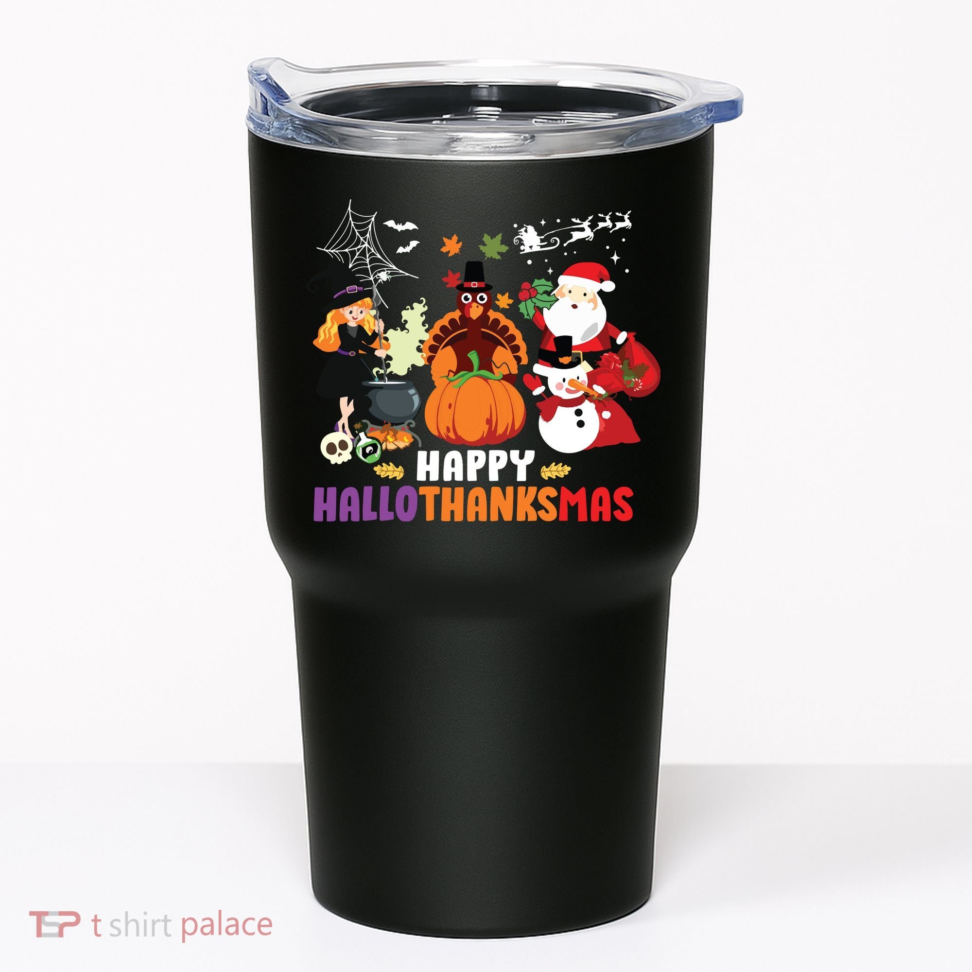 Halloween Christmas Happy Hallothanksmas Thanksgiving Tumbler