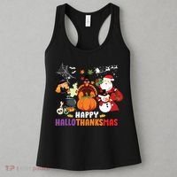 Halloween Christmas Happy Hallothanksmas Thanksgiving Women's Tank Top thumb 3