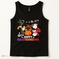 Halloween Christmas Happy Hallothanksmas Thanksgiving Tank Top thumb 2
