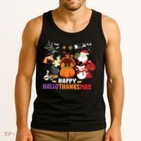 Halloween Christmas Happy Hallothanksmas Thanksgiving Tank Top thumb 3