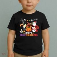 Halloween Christmas Happy Hallothanksmas Thanksgiving Toddler T-Shirt thumb 2