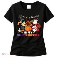 Halloween Christmas Happy Hallothanksmas Thanksgiving Women's T-Shirt thumb 0