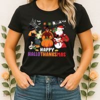 Halloween Christmas Happy Hallothanksmas Thanksgiving Women's T-Shirt thumb 2