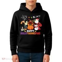 Halloween Christmas Happy Hallothanksmas Thanksgiving Kids Hoodie thumb 4