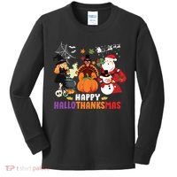 Halloween Christmas Happy Hallothanksmas Thanksgiving Kids Long Sleeve Shirt thumb 0