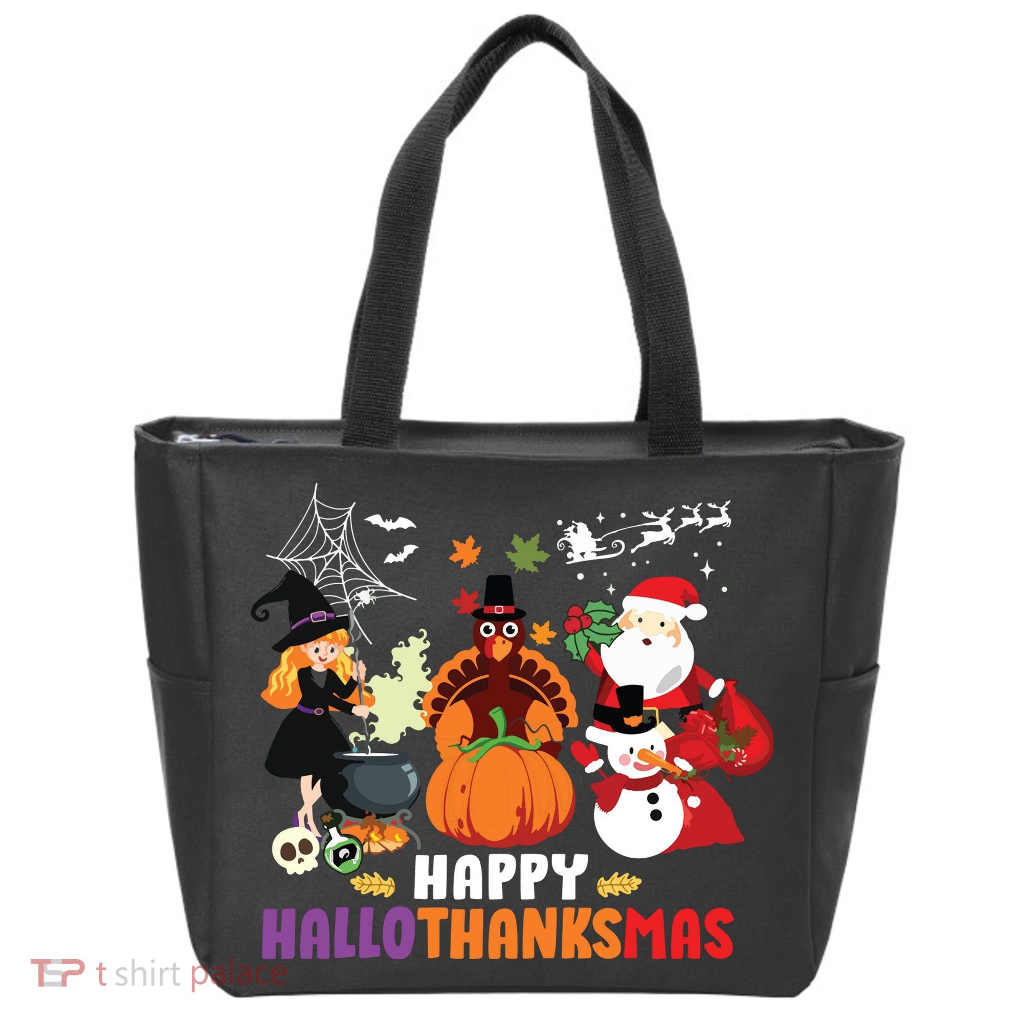 Halloween Christmas Happy Hallothanksmas Thanksgiving Tote Bag