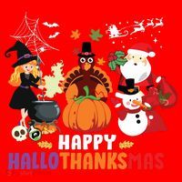 Halloween Christmas Happy Hallothanksmas Thanksgiving Santa Hat thumb 1
