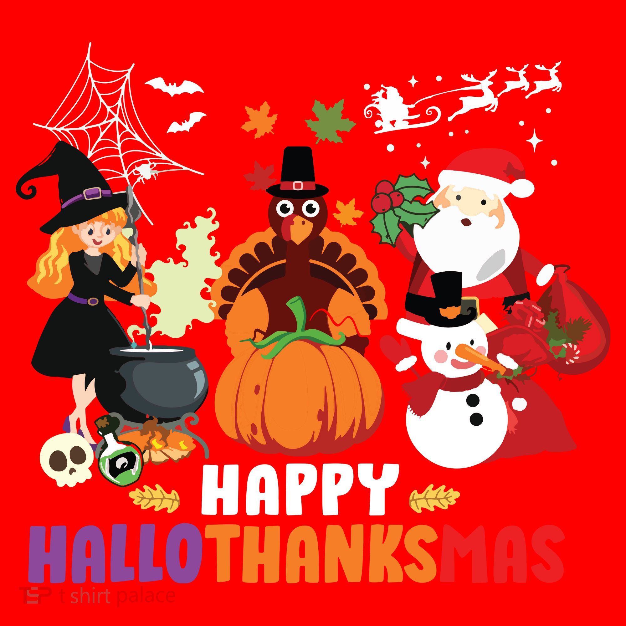 Halloween Christmas Happy Hallothanksmas Thanksgiving Santa Hat
