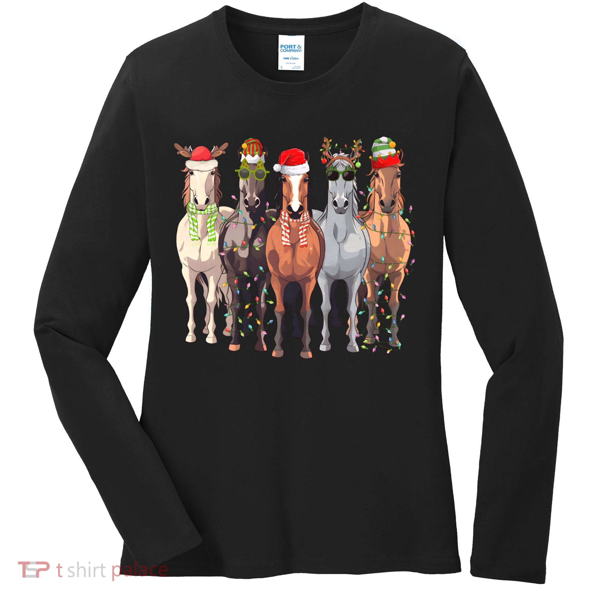 Horses Christmas Women's Long Sleeve Shirt