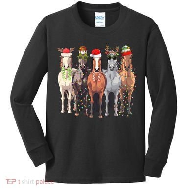 Horses Christmas Kids Long Sleeve Shirt