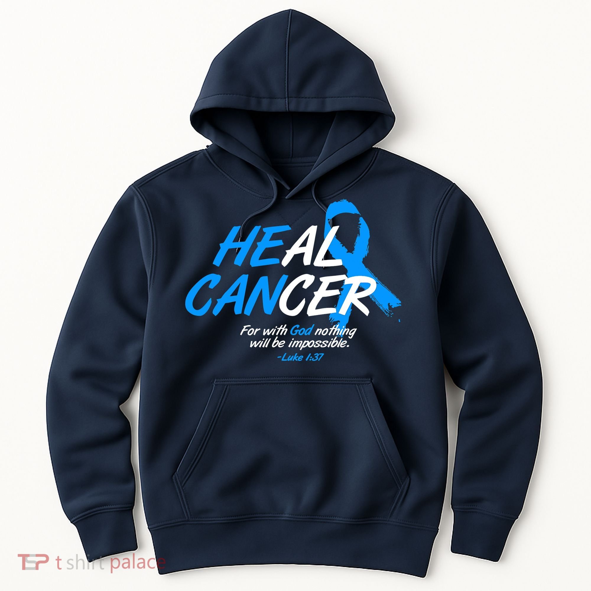 He Can Heal Cancer Colon Cancer Awareness Blue Ribbon Hoodie