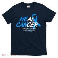 He Can Heal Cancer Colon Cancer Awareness Blue Ribbon T-Shirt thumb 0