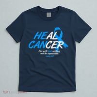 He Can Heal Cancer Colon Cancer Awareness Blue Ribbon T-Shirt thumb 5