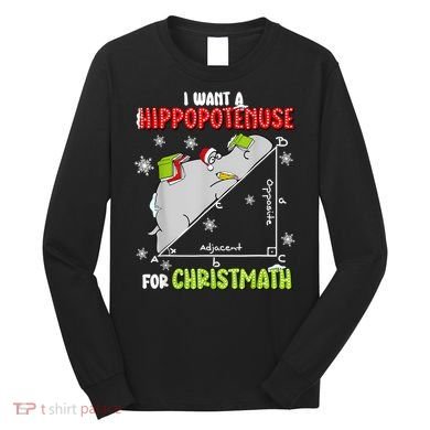 Hippopotamus Christmath Long Sleeve Shirt