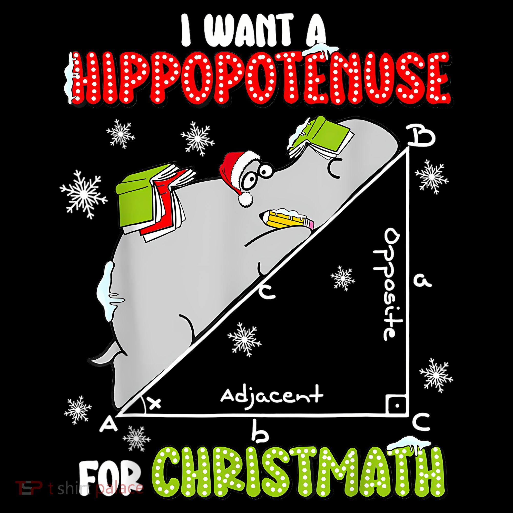 Hippopotamus Christmath Women's Hoodie