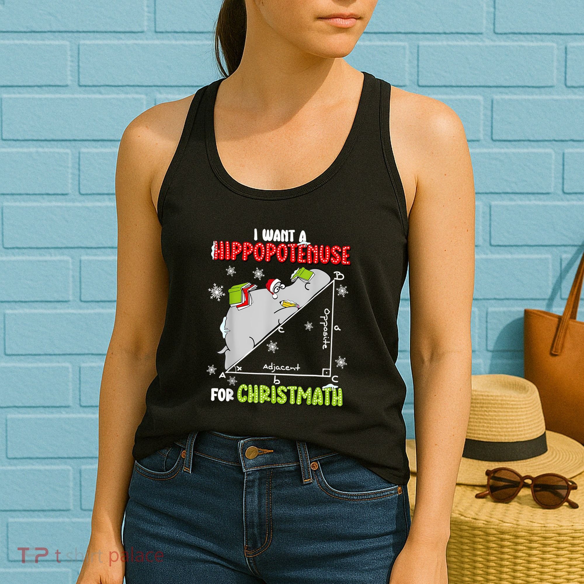 Hippopotamus Christmath Women's Tank Top
