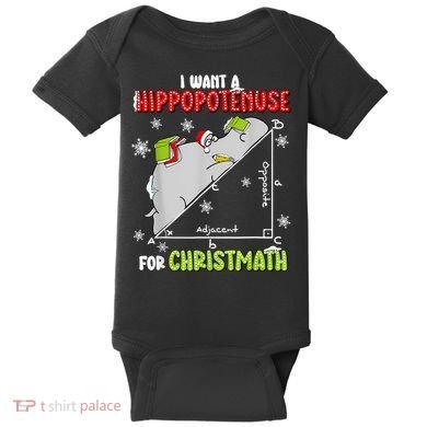 Hippopotamus Christmath Baby Bodysuit