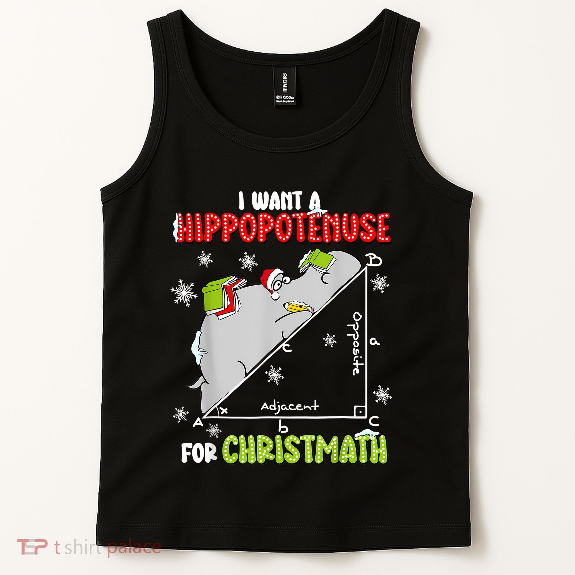 Hippopotamus Christmath Tank Top