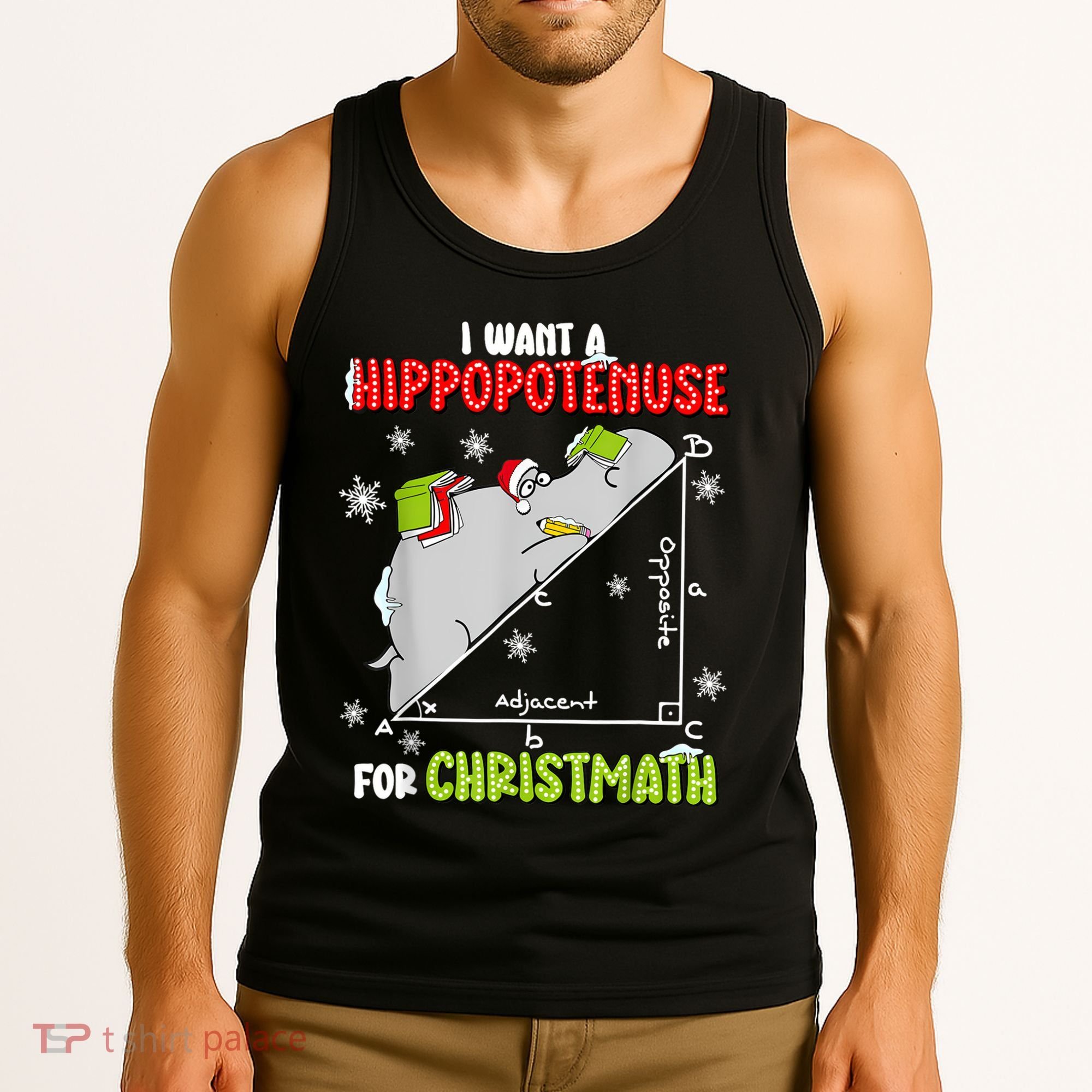 Hippopotamus Christmath Tank Top