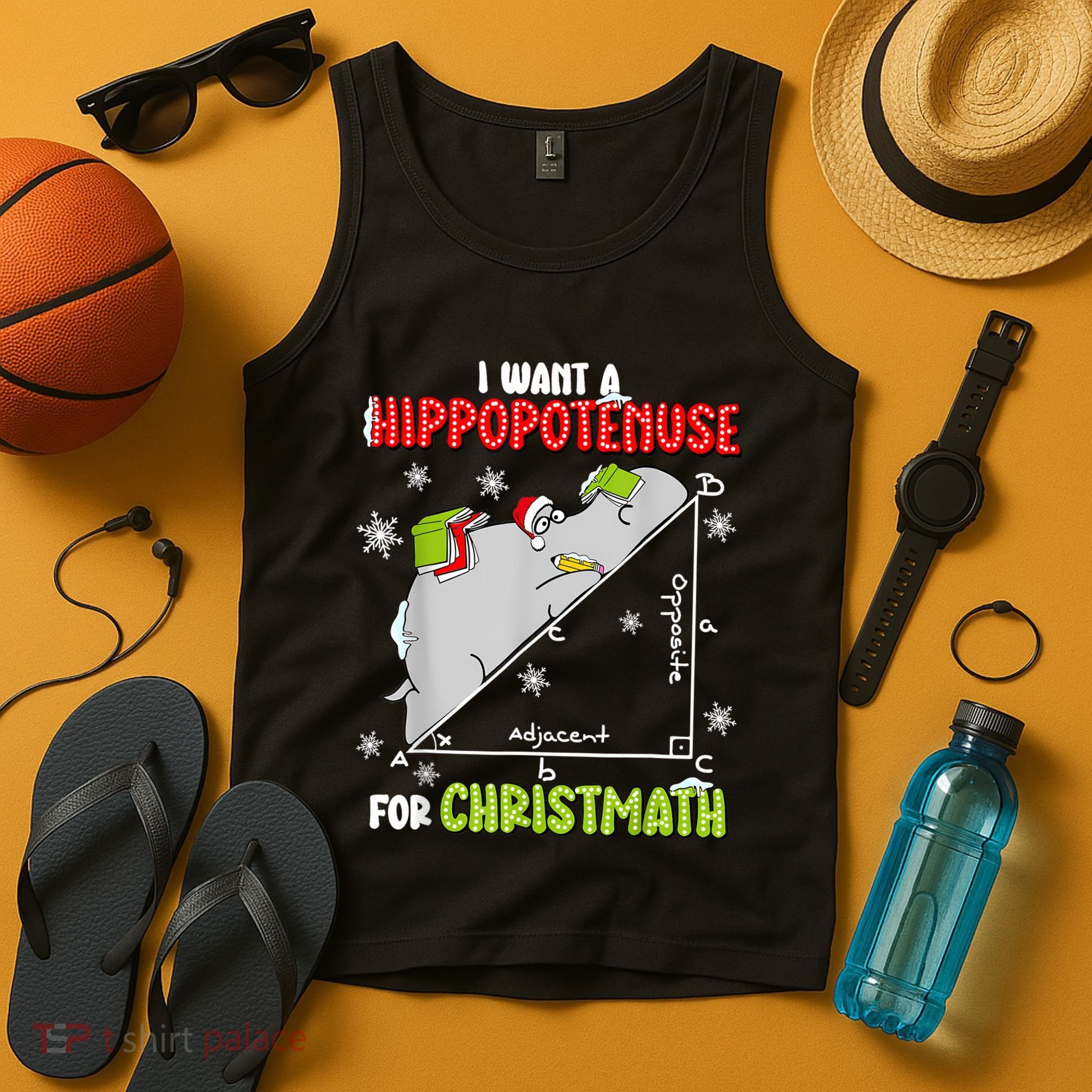 Hippopotamus Christmath Tank Top