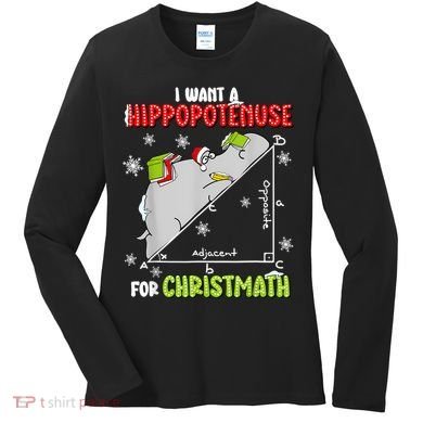 Hippopotamus Christmath Women's Long Sleeve Shirt