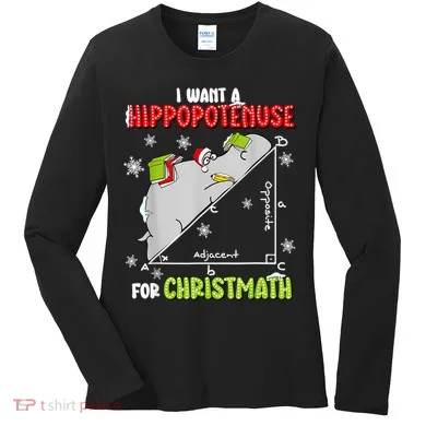 Hippopotamus Christmath Women's Long Sleeve Shirt