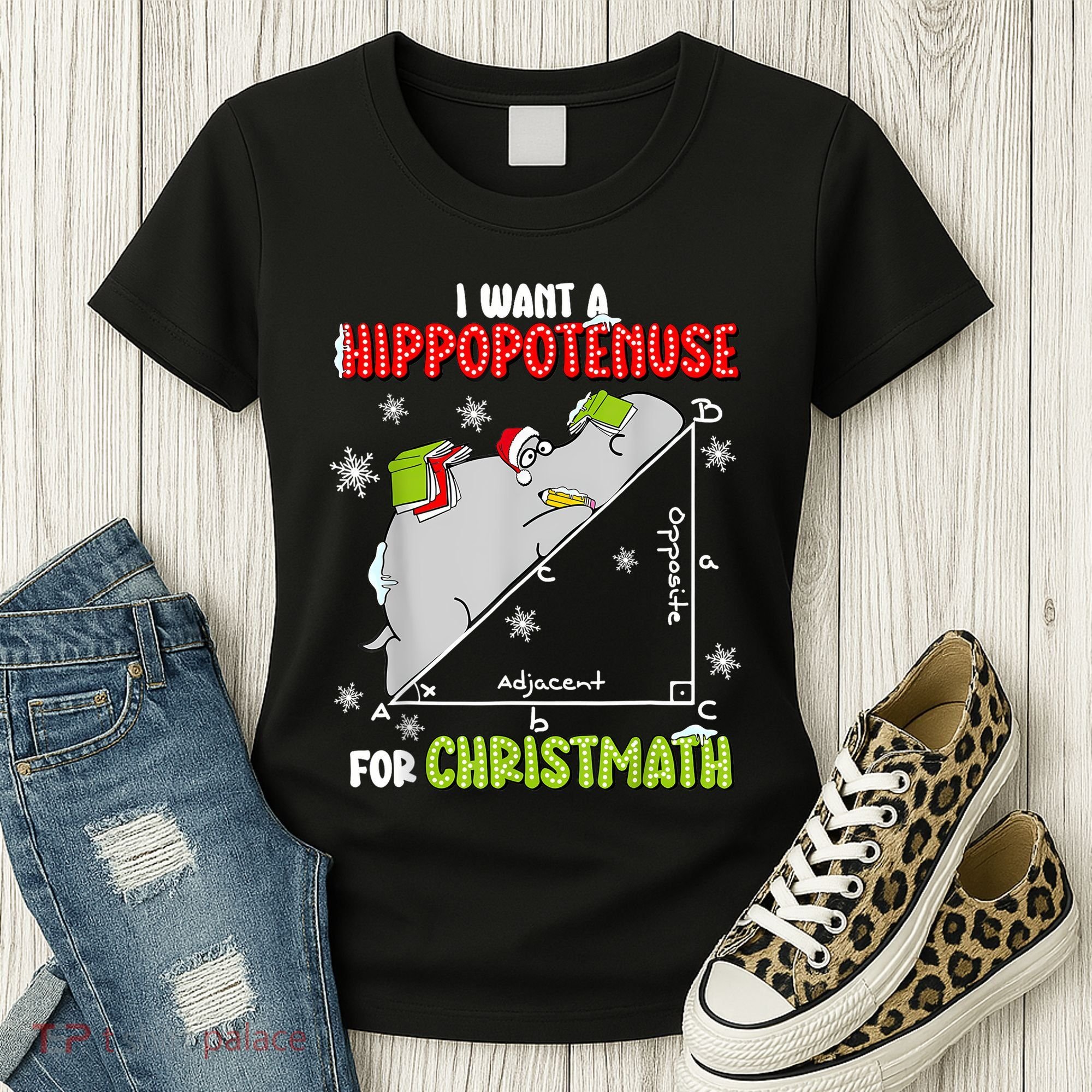 Hippopotamus Christmath Women's T-Shirt
