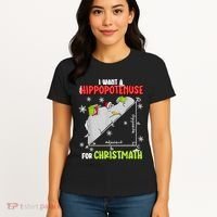 Hippopotamus Christmath Women's T-Shirt thumb 4