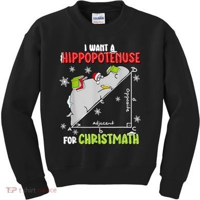 Hippopotamus Christmath Kids Sweatshirt
