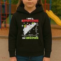 Hippopotamus Christmath Kids Hoodie thumb 3