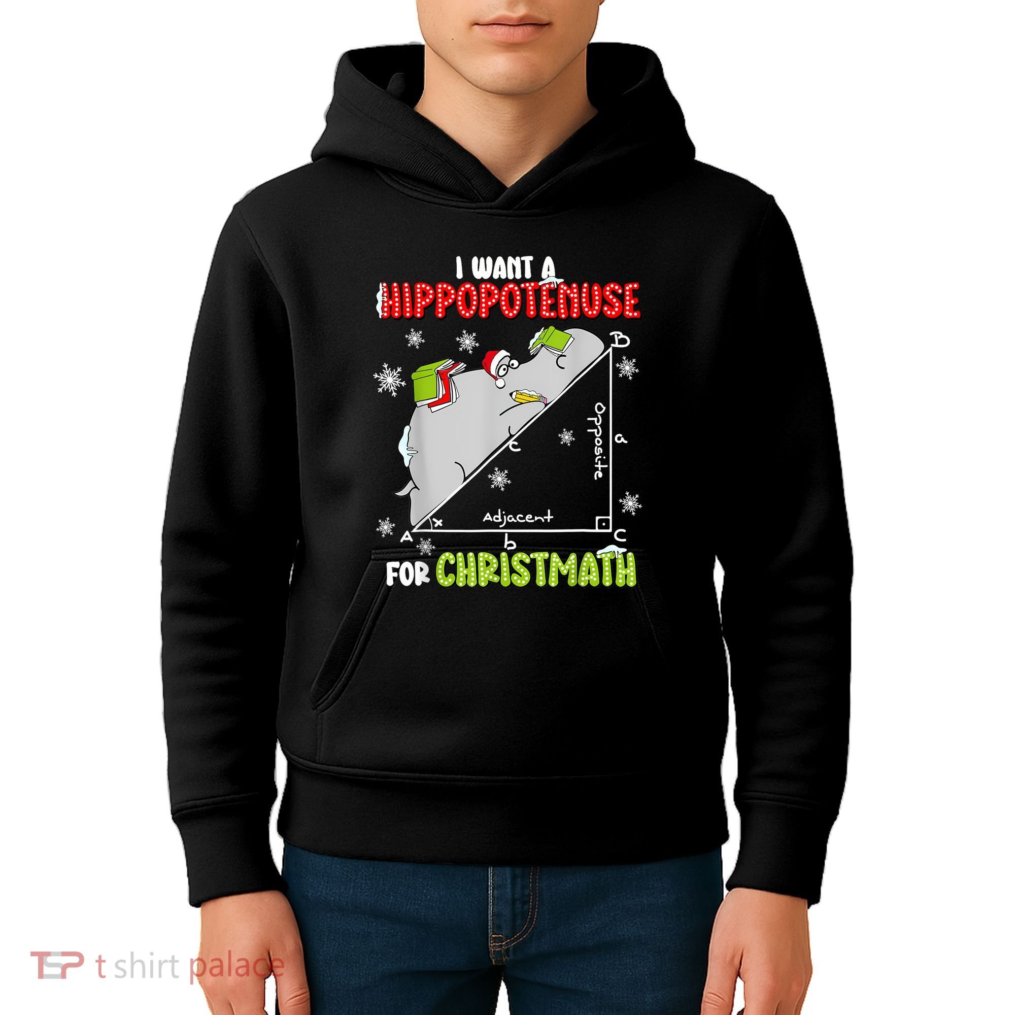 Hippopotamus Christmath Kids Hoodie
