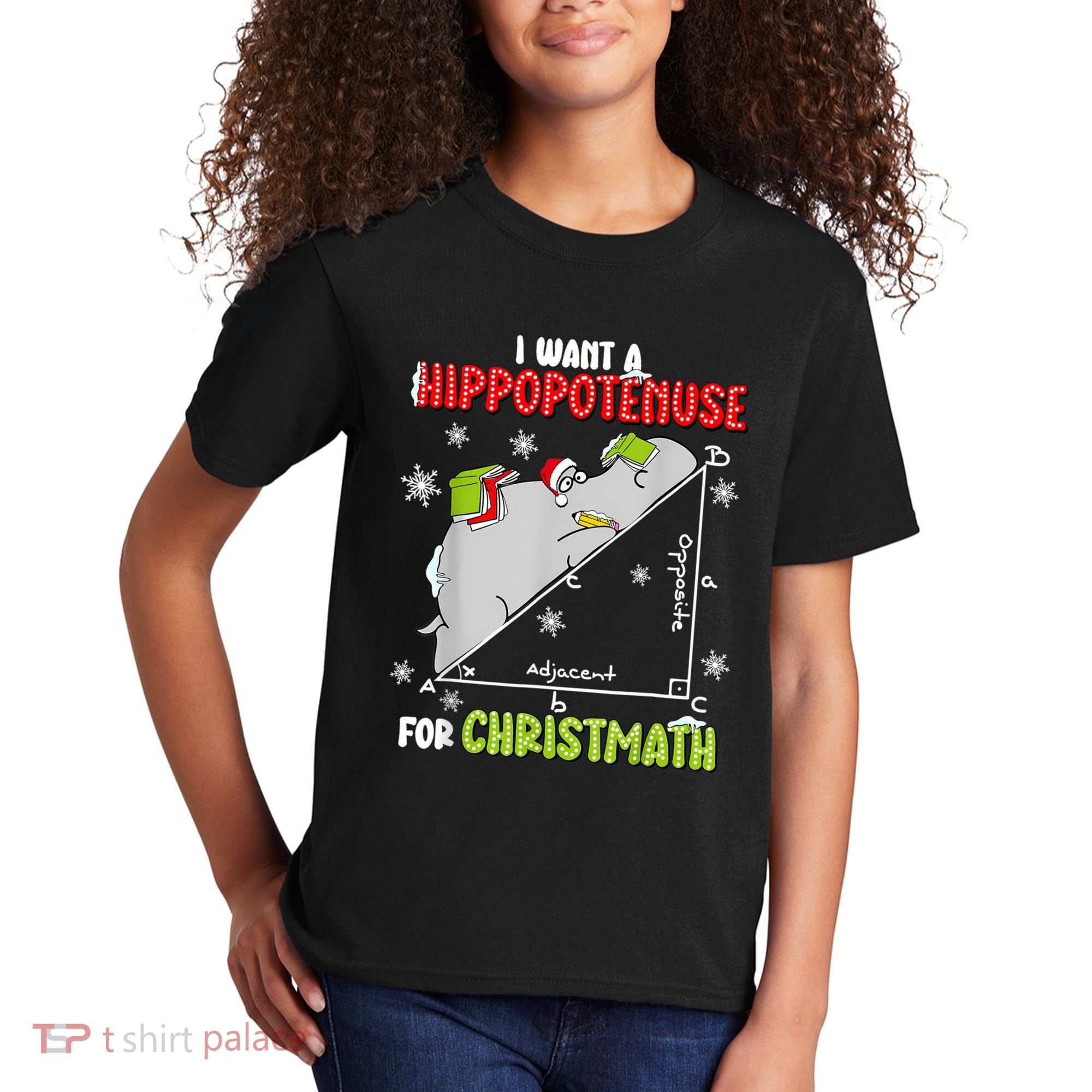 Hippopotamus Christmath Kids T-Shirt