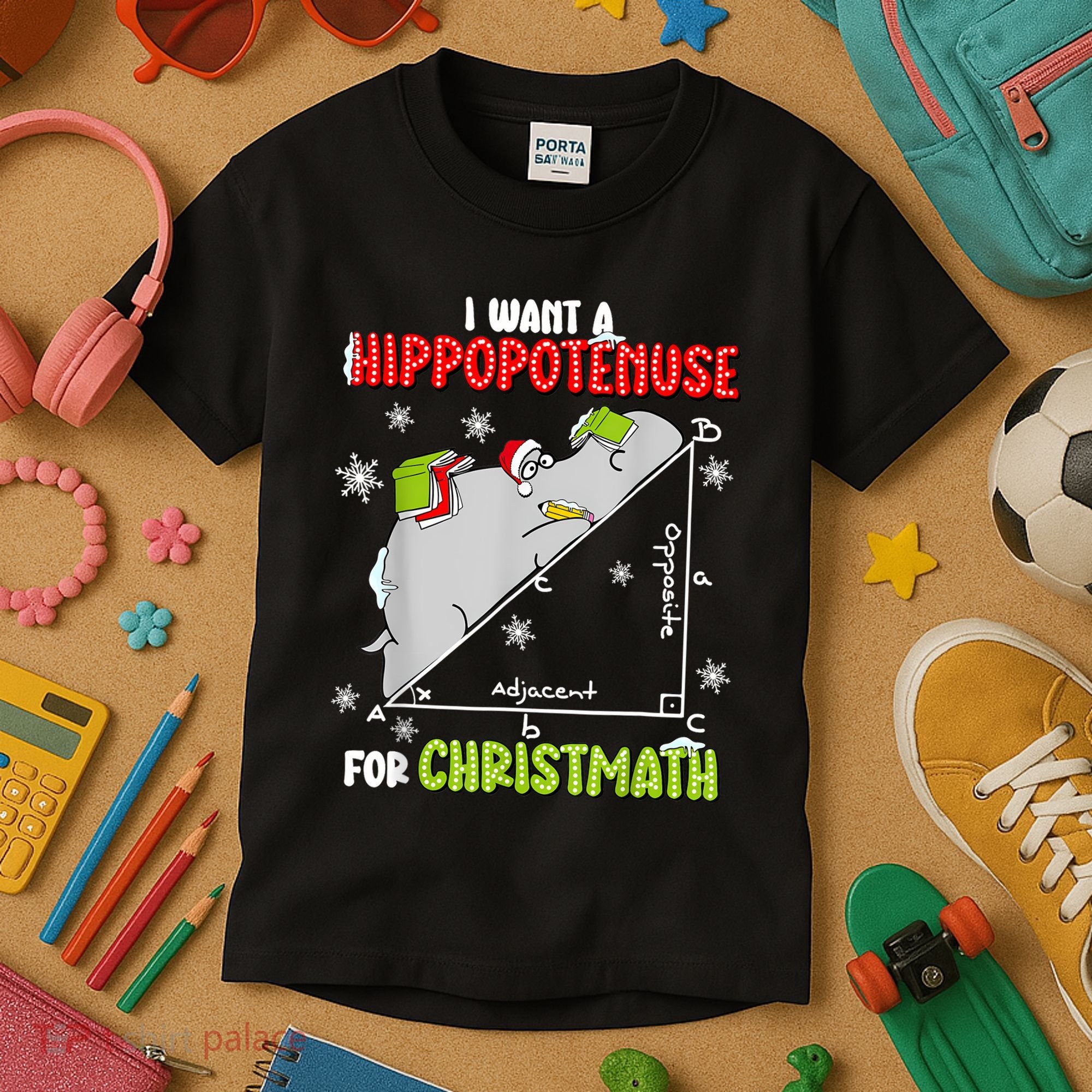 Hippopotamus Christmath Kids T-Shirt