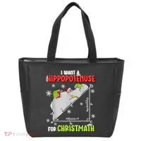 Hippopotamus Christmath Tote Bag thumb 0