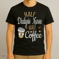 Half Coffee Half Dialysis Nurse Gift, Dialysis Nurse T-Shirt thumb 3