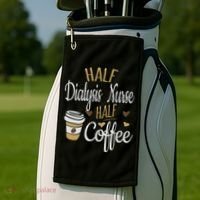 Half Coffee Half Dialysis Nurse Gift, Dialysis Nurse Golf Towel thumb 2