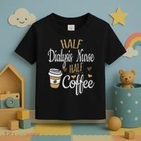 Half Coffee Half Dialysis Nurse Gift, Dialysis Nurse Toddler T-Shirt thumb 3