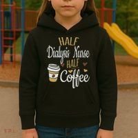 Half Coffee Half Dialysis Nurse Gift, Dialysis Nurse Kids Hoodie thumb 3