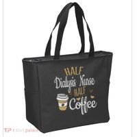 Half Coffee Half Dialysis Nurse Gift, Dialysis Nurse Tote Bag thumb 2