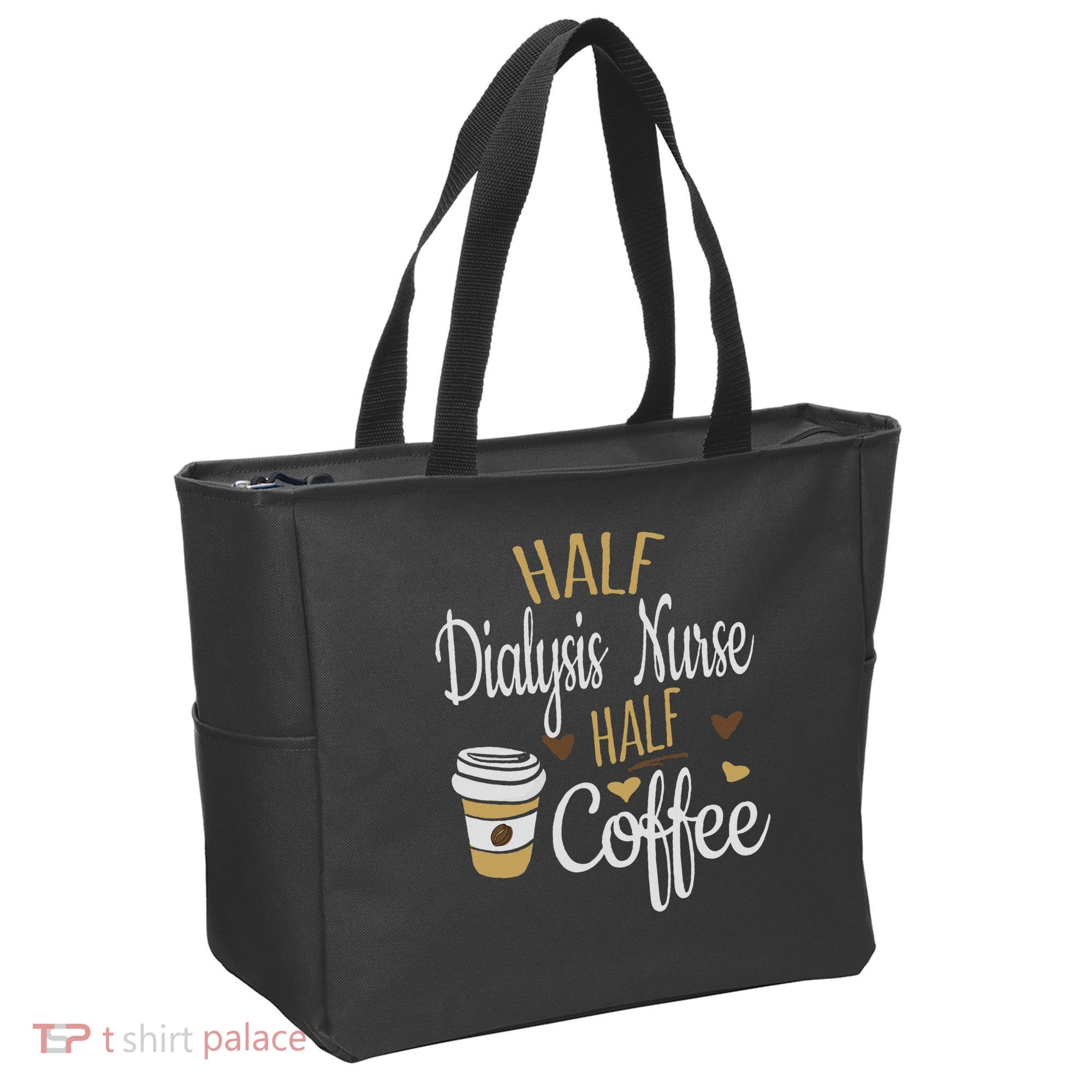 Half Coffee Half Dialysis Nurse Gift, Dialysis Nurse Tote Bag
