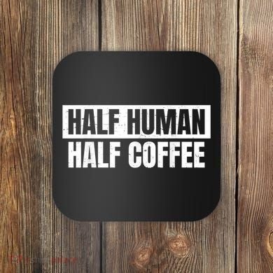 Half Coffee Half Human Espresso Barista Vintage Coaster