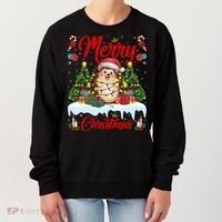 Hedgehog Christmas Hedgehog Xmas Tree Lighting Santa Hat Women's Sweatshirt thumb 0