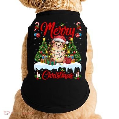 Hedgehog Christmas Hedgehog Xmas Tree Lighting Santa Hat Doggie Tank