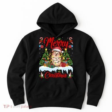 Hedgehog Christmas Hedgehog Xmas Tree Lighting Santa Hat Hoodie