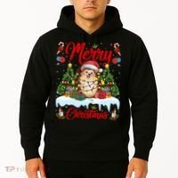 Hedgehog Christmas Hedgehog Xmas Tree Lighting Santa Hat Hoodie thumb 2