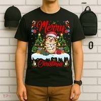 Hedgehog Christmas Hedgehog Xmas Tree Lighting Santa Hat T-Shirt thumb 6