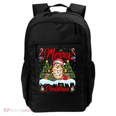 Hedgehog Christmas Hedgehog Xmas Tree Lighting Santa Hat Backpack