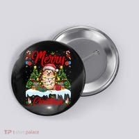 Hedgehog Christmas Hedgehog Xmas Tree Lighting Santa Hat Button thumb 0