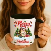 Hedgehog Christmas Hedgehog Xmas Tree Lighting Santa Hat Coffee Mug thumb 3